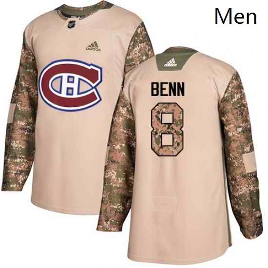 Mens Adidas Montreal Canadiens 8 Jordie Benn Authentic Camo Veterans Day Practice NHL Jersey